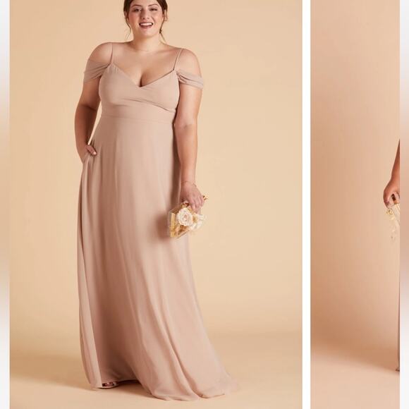 Birdy Grey Devin Convertible Dress in taupe chiffon bridesmaid wedding - Picture 1 of 9